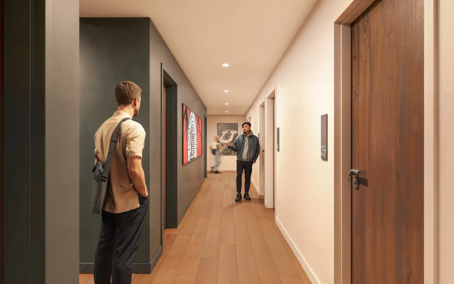 Architectural rendering of the residential corridor