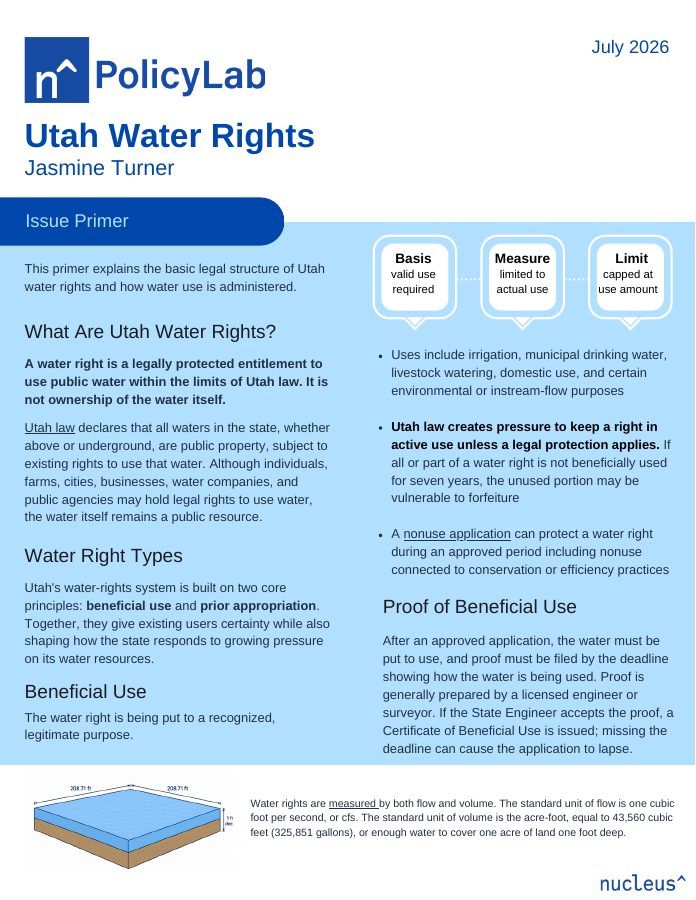 First page preview of Utah Water Rights issue primer